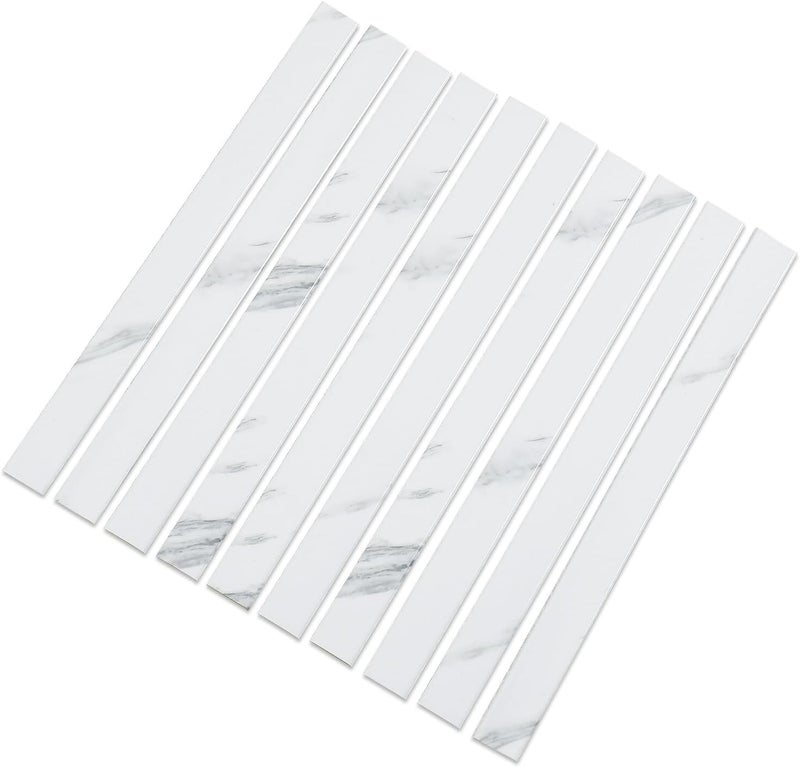 Tilingview 10 Pcs Peel and Stick Tile Trim Edge, Self-Adhesive 12" PVC Molding Edging for Kitchen Backsplash (Marble) - Image 2